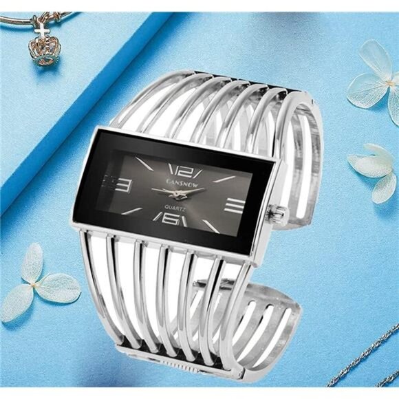 Luxury Womens Watches Analog Quartz Wrist Watch Rectangular Cuff Bracelet